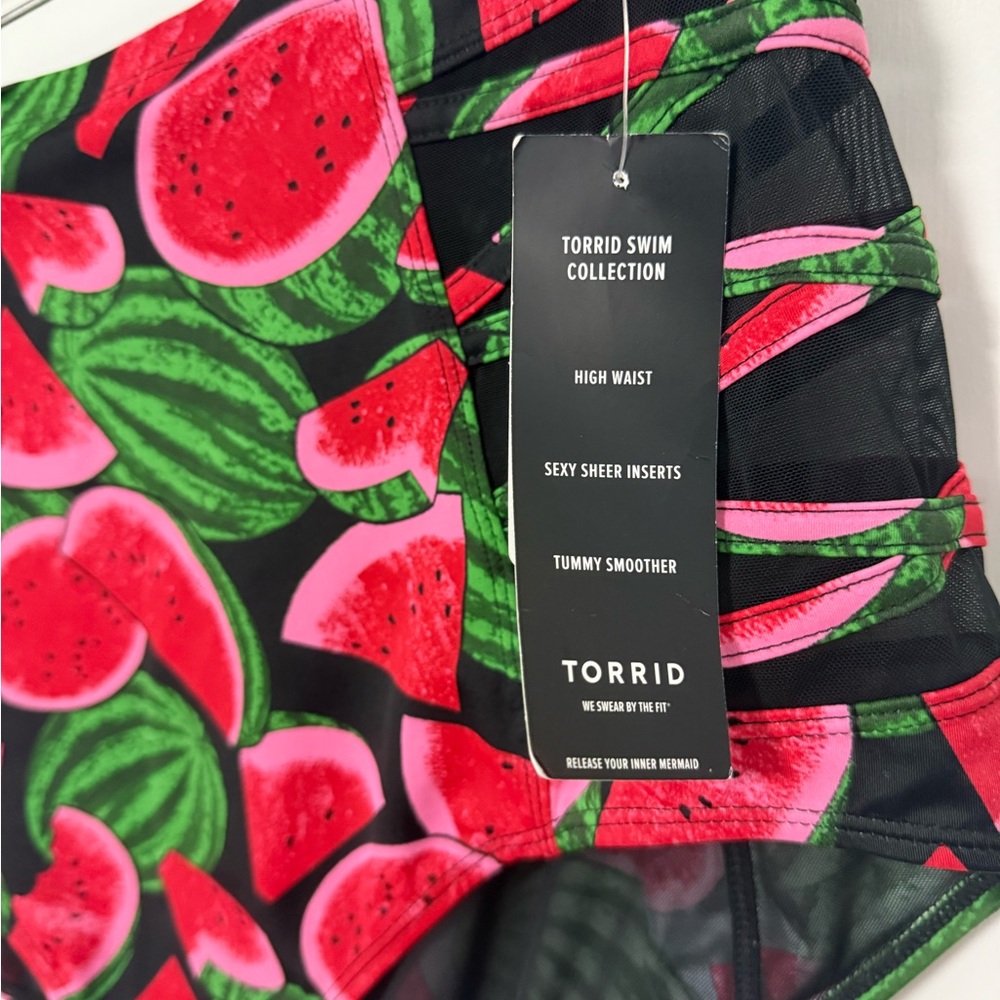 Torrid High Waist Watermelon Print Bottoms- Red and Green 2X - Picture 4 of 9